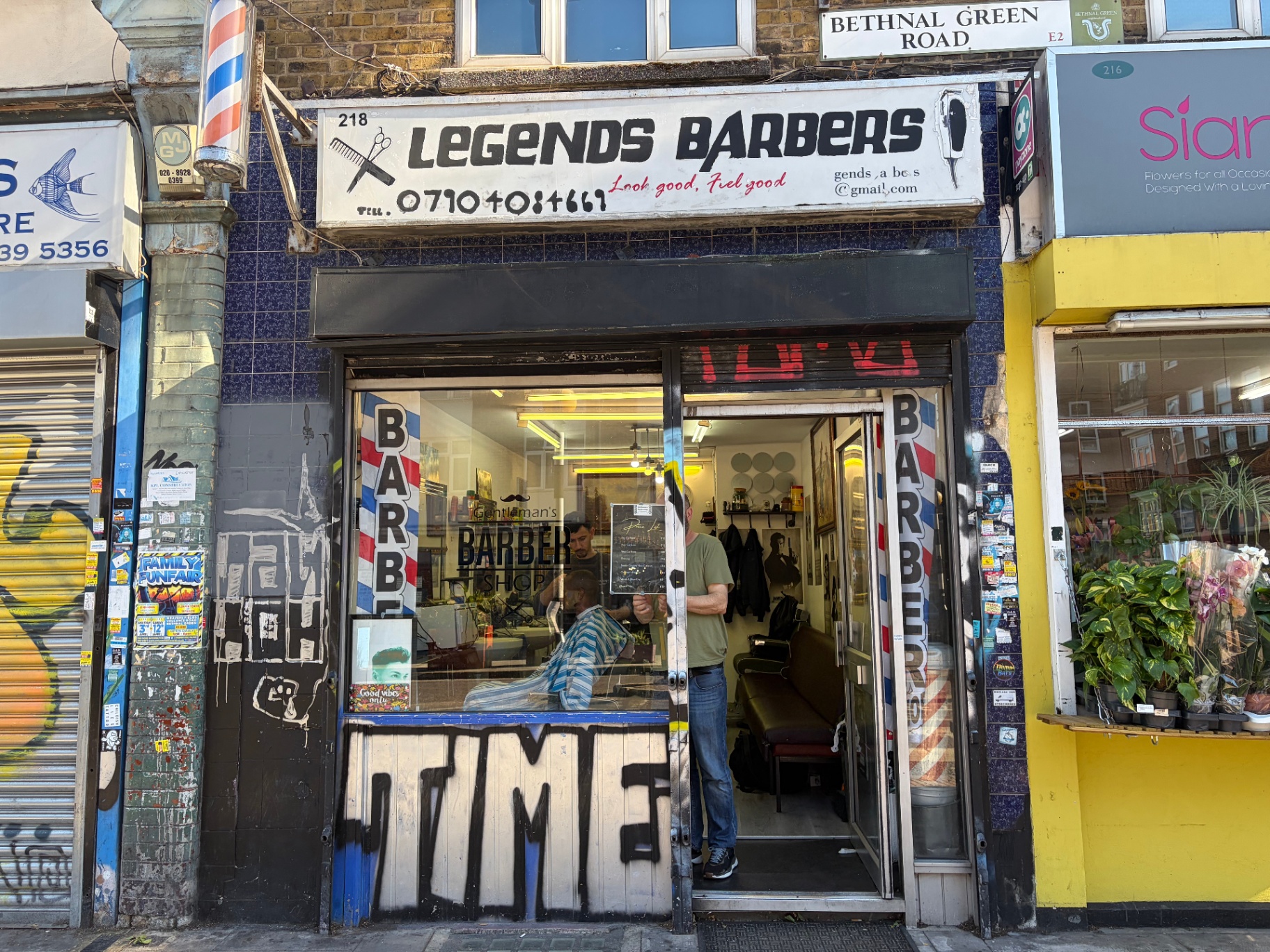Legends Barbers shopfront on Bethnal Green Road